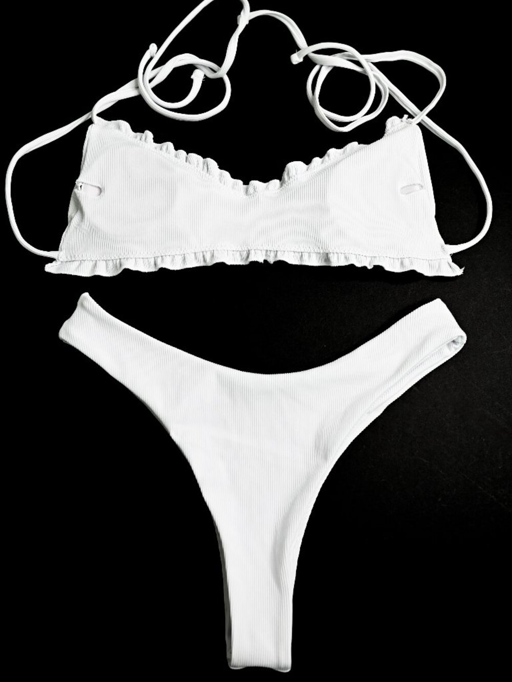 Source Unknown White Ribbed String Bikini Set - Picture 2 of 3